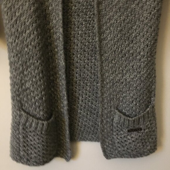 Sakura Wool Blend Buttoned High Collar Grey Knit Cardigan - Picture 7 of 16